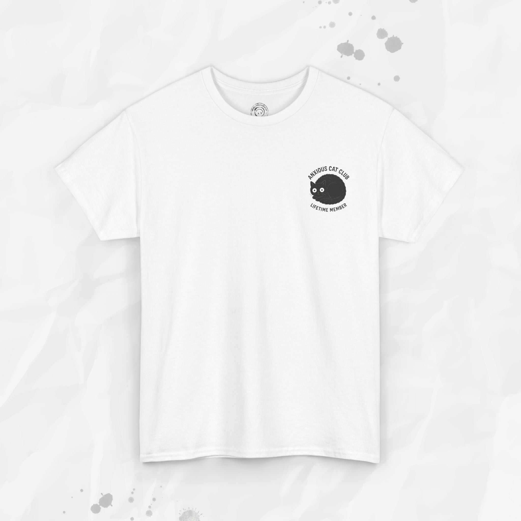 Anxious Cat Club – T-Shirt (Pocket Print)