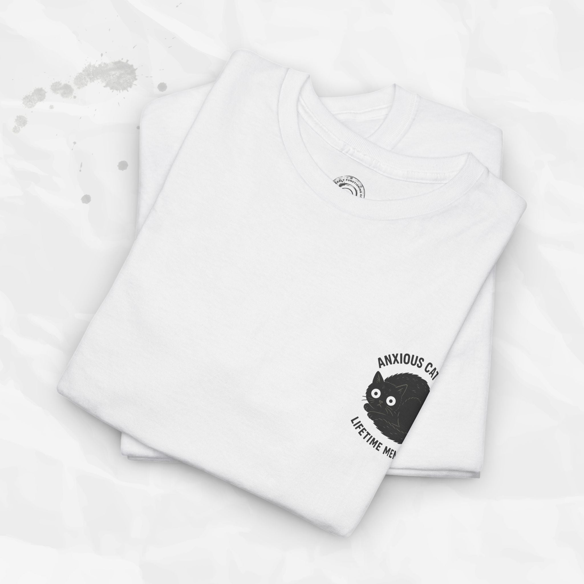 Anxious Cat Club – T-Shirt (Pocket Print)