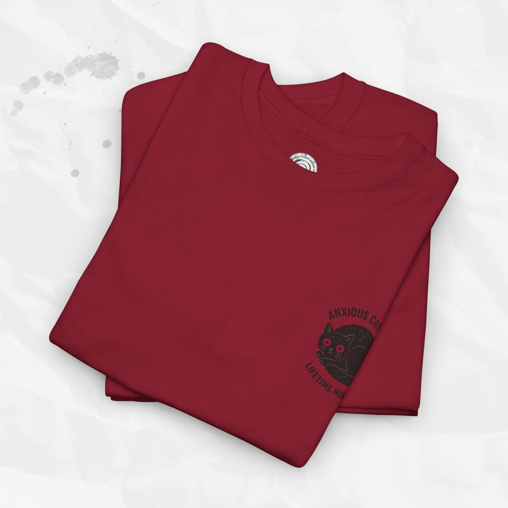 Anxious Cat Club – T-Shirt (Pocket Print)