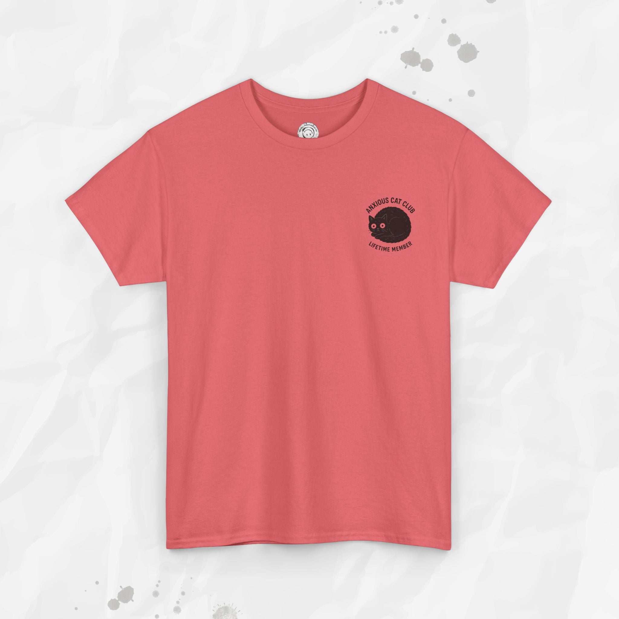 Anxious Cat Club – T-Shirt (Pocket Print)