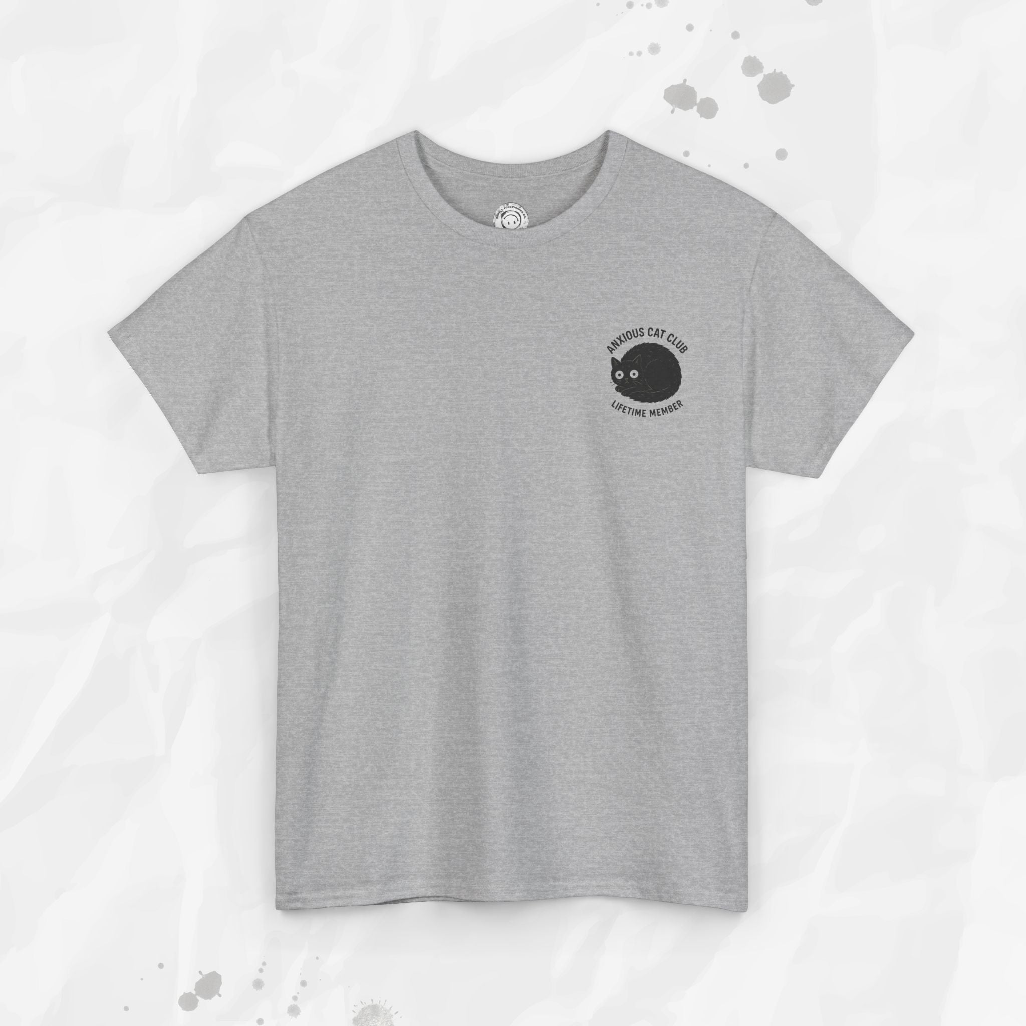 Anxious Cat Club – T-Shirt (Pocket Print)