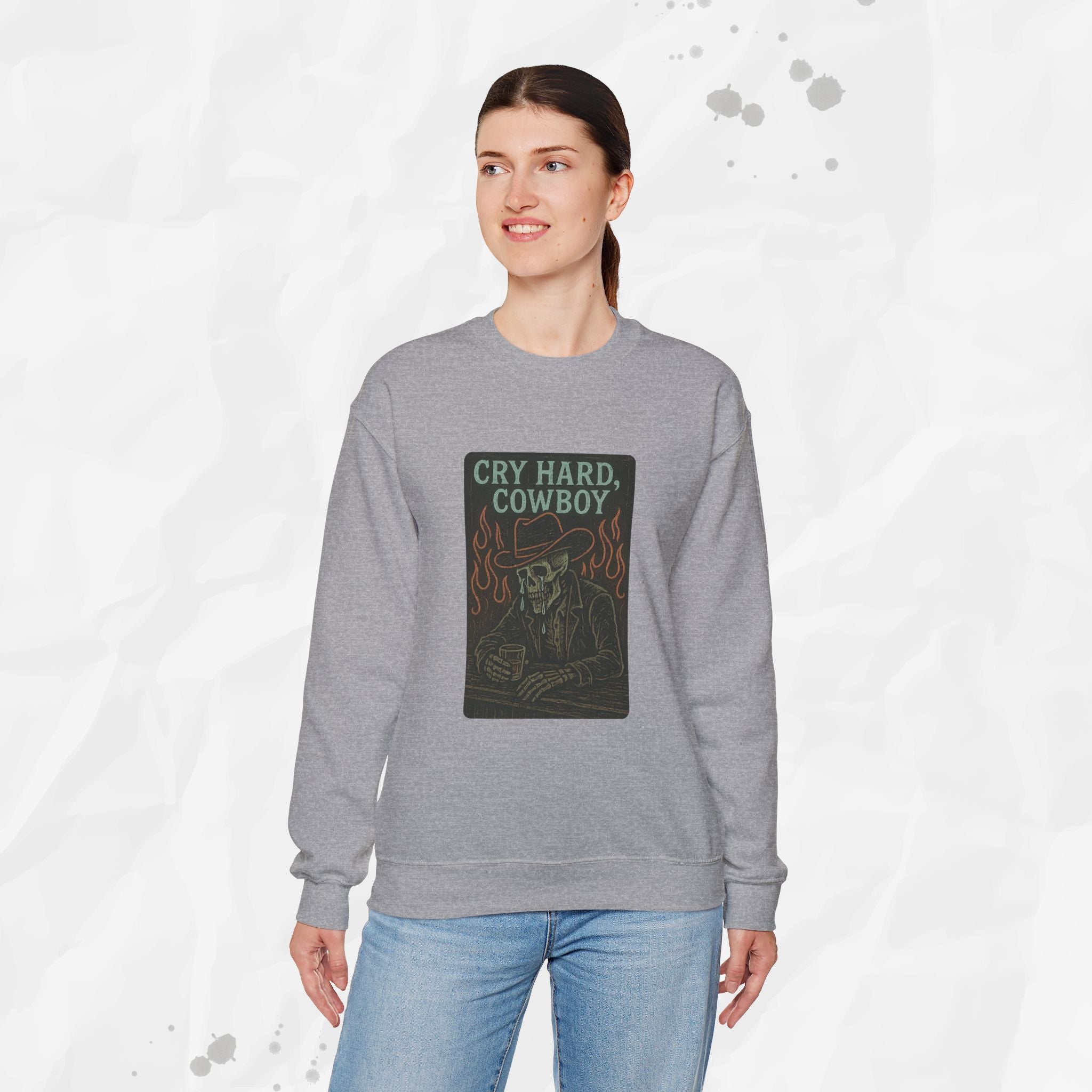 Cry Hard, Cowboy - Crewneck Sweatshirt
