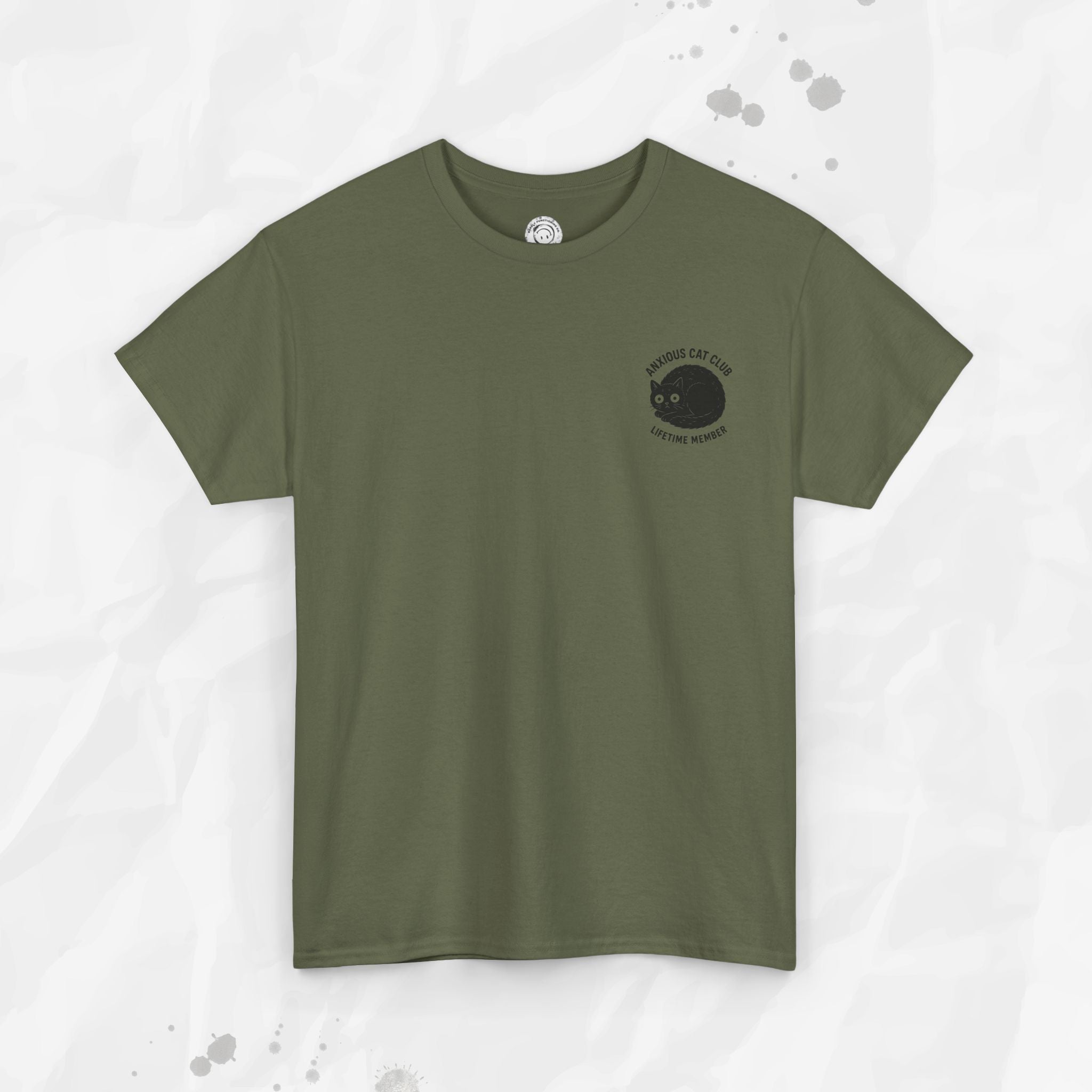 Anxious Cat Club – T-Shirt (Pocket Print)