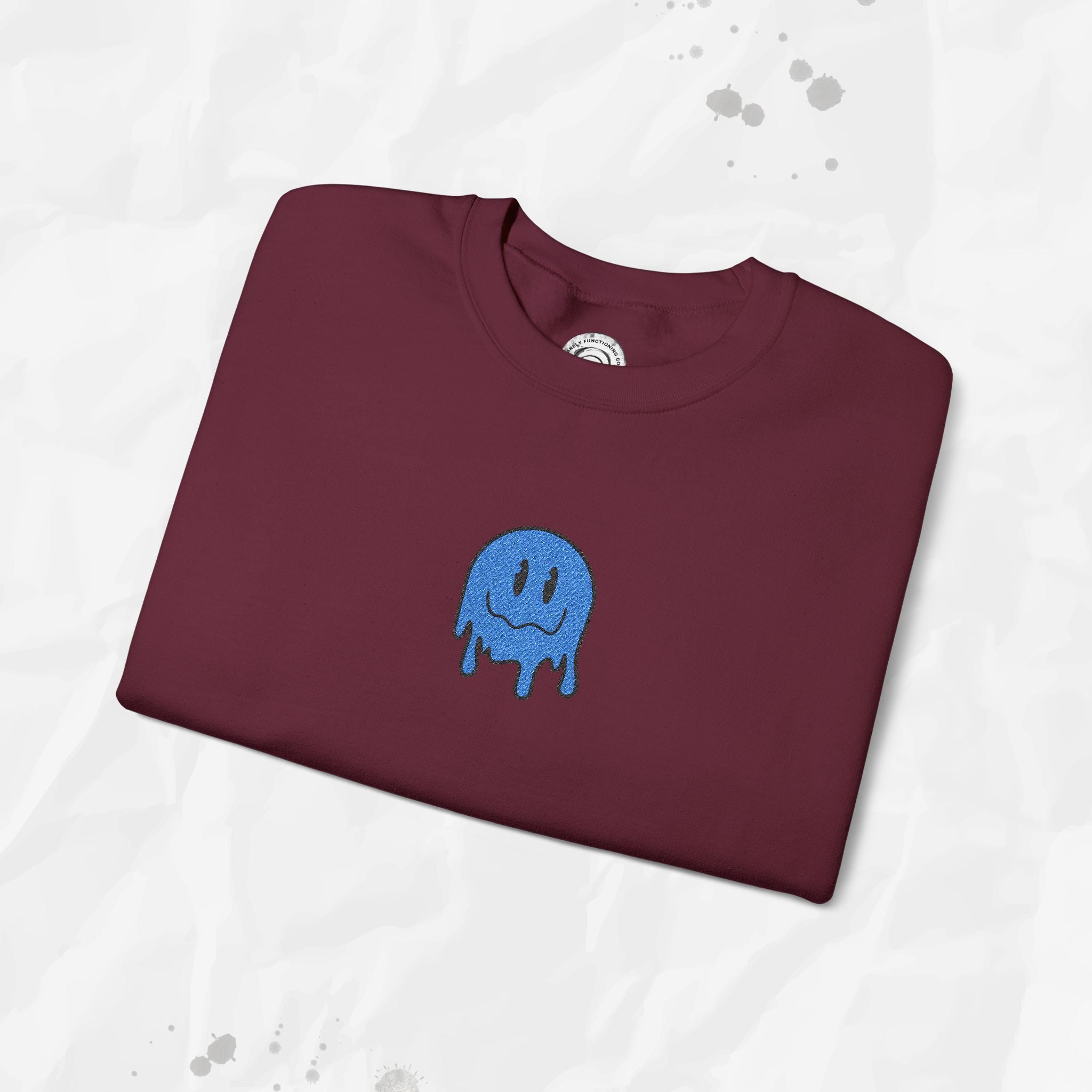 Sweat-shirt à col rond brodé Dripping Smiley