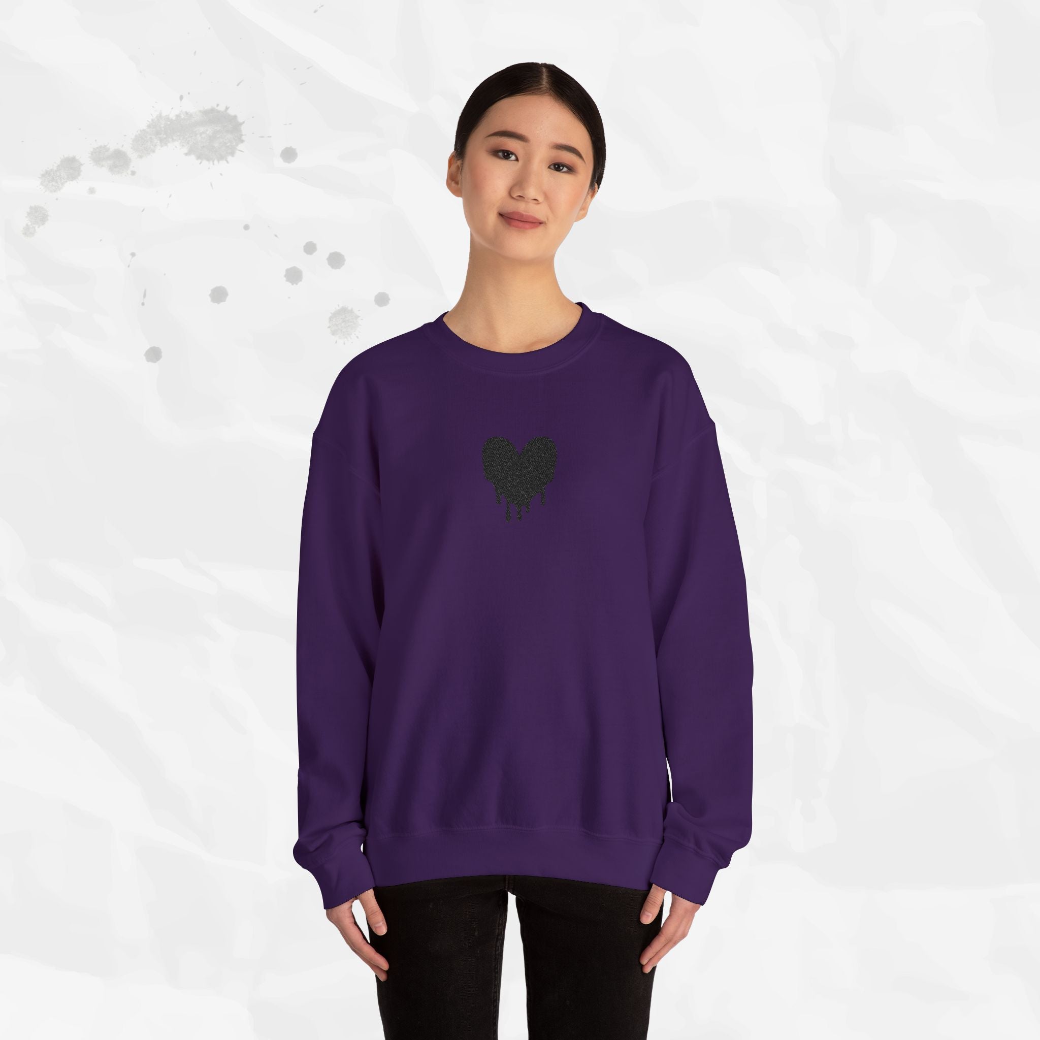 Dripping Heart - Embroidered Crewneck Sweatshirt