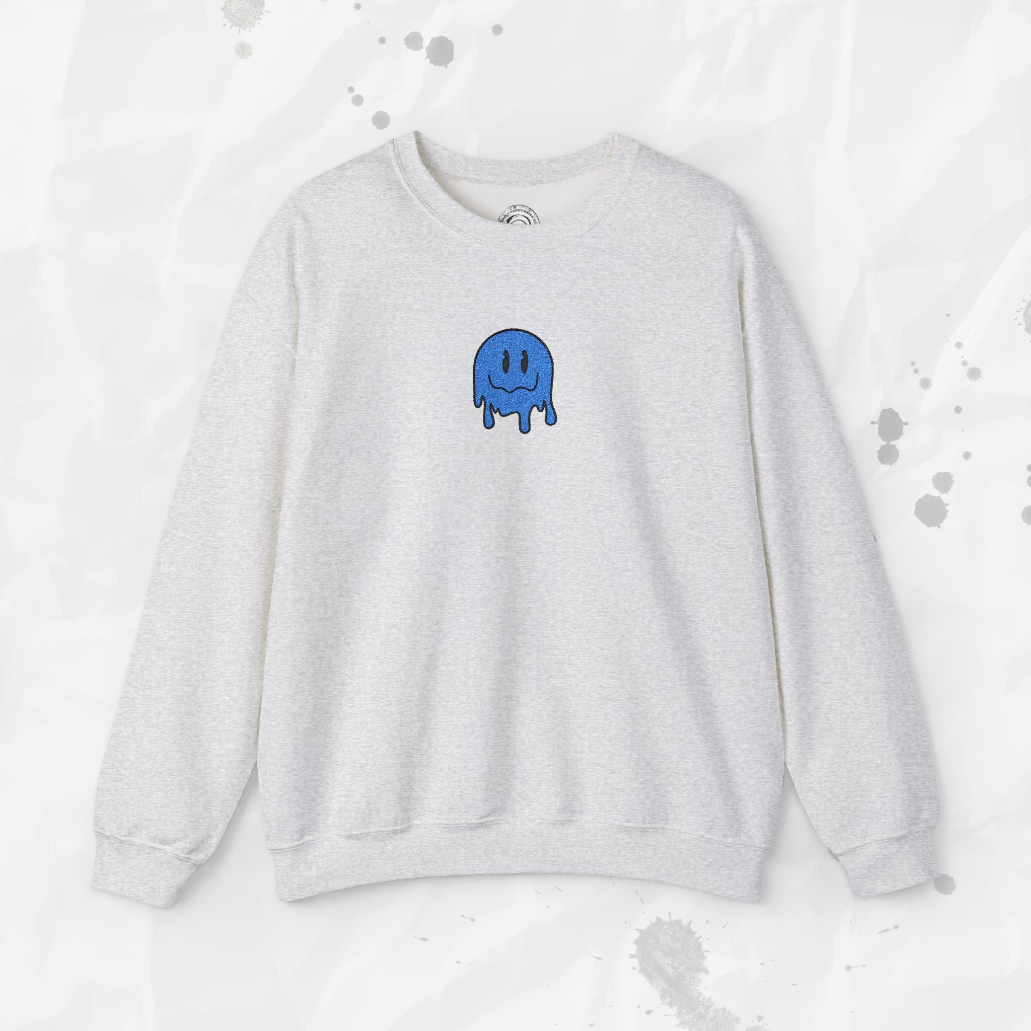 Dripping Smiley – Embroidered Crewneck Sweatshirt