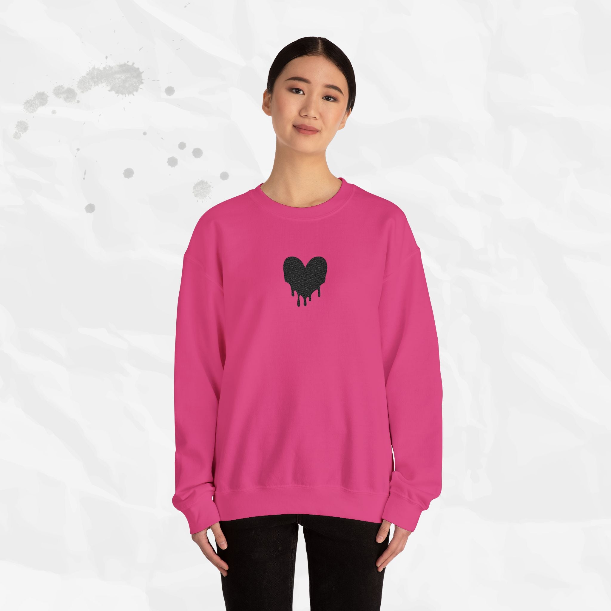 Dripping Heart - Embroidered Crewneck Sweatshirt