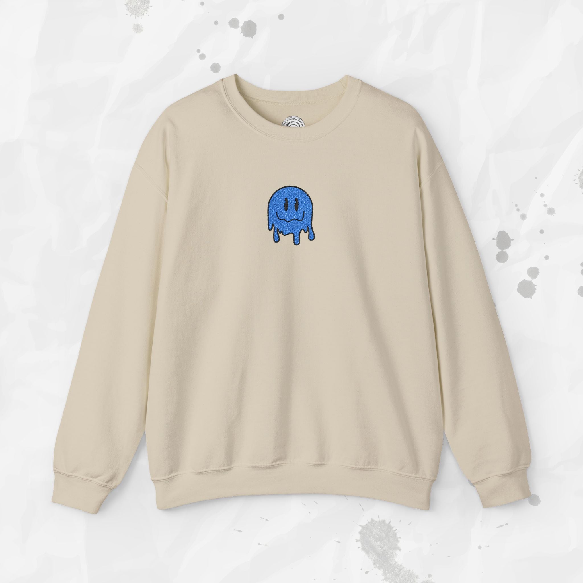 Dripping Smiley – Embroidered Crewneck Sweatshirt