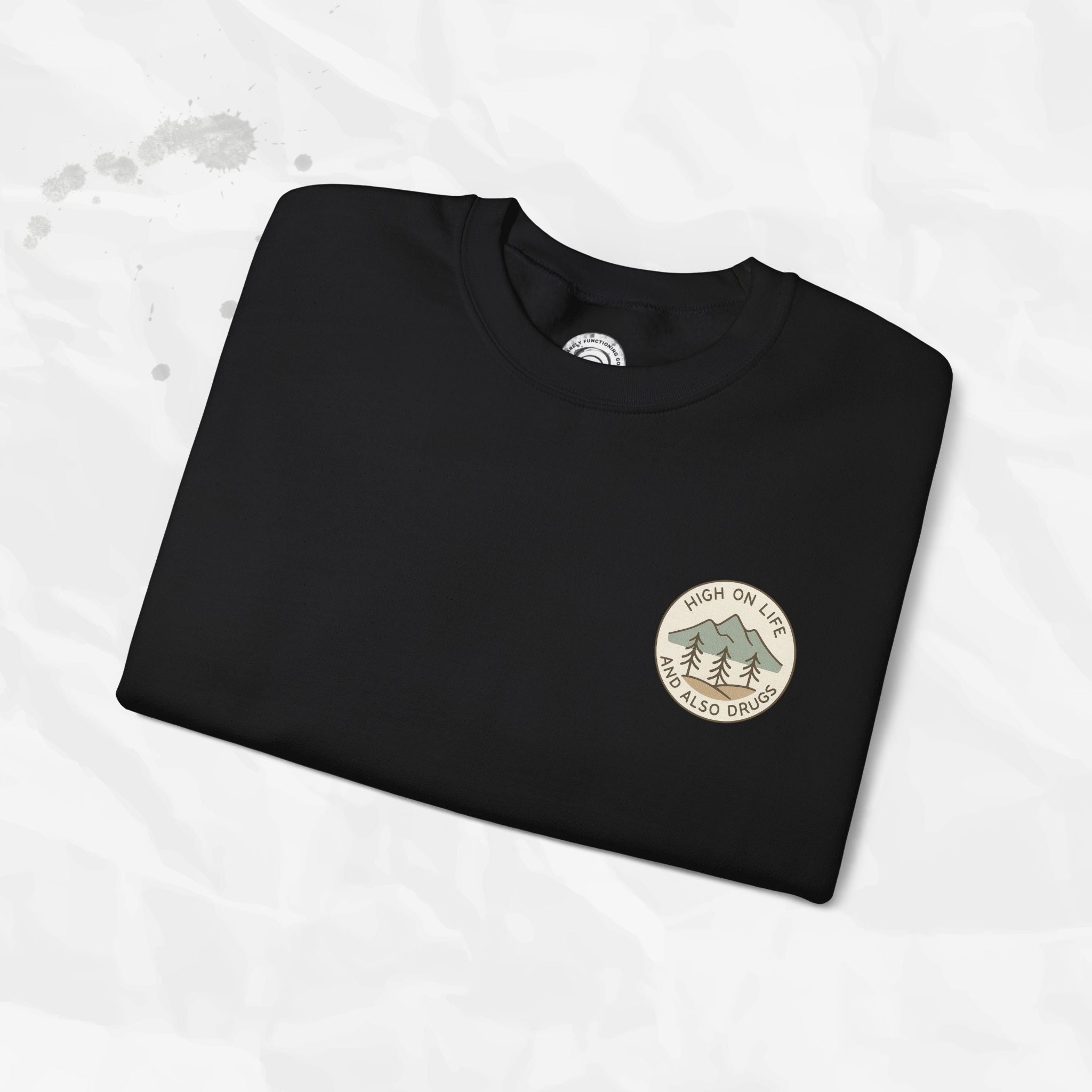 High on Life (and Also Drugs) – Crewneck Sweatshirt (Pocket Print)