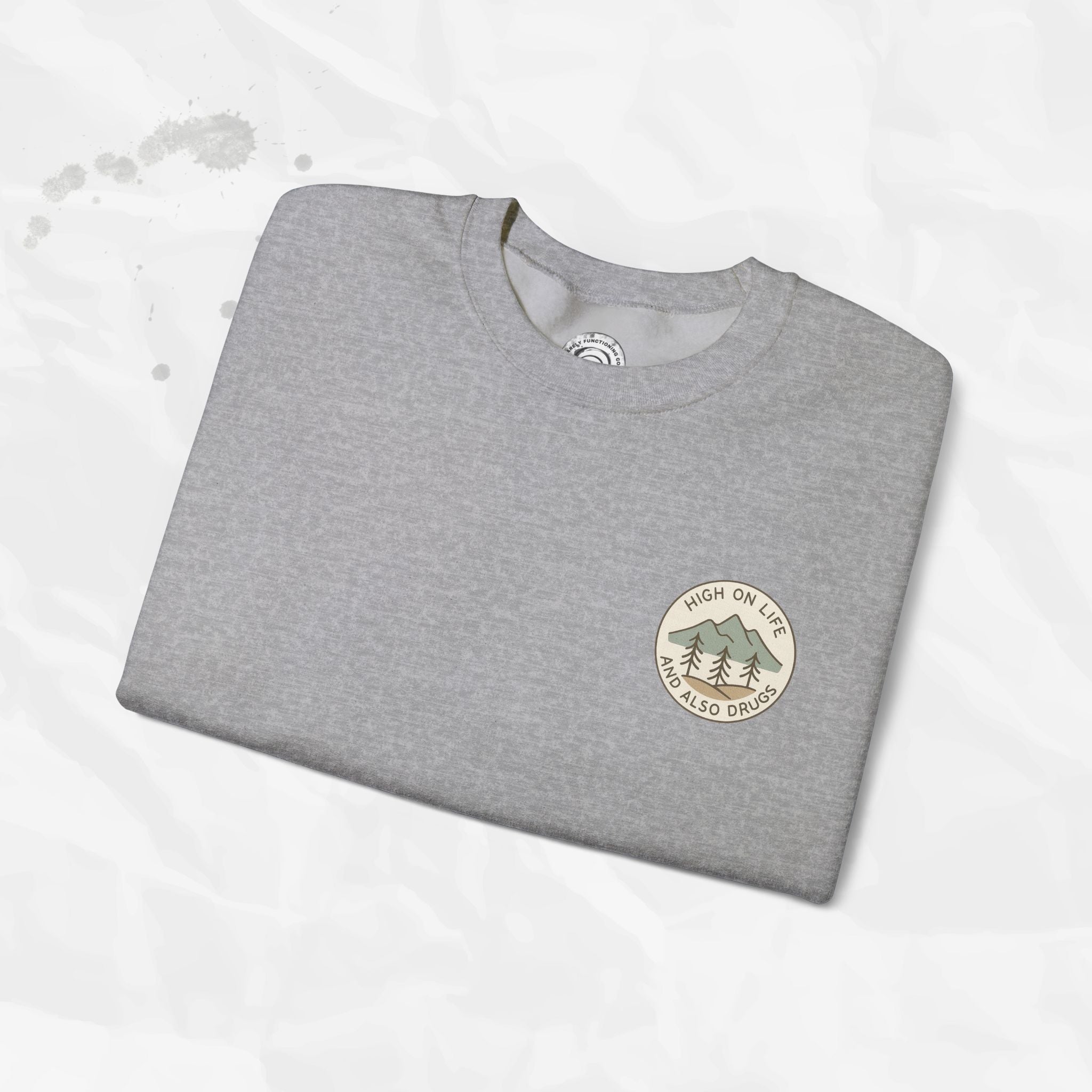 High on Life (and Also Drugs) – Crewneck Sweatshirt (Pocket Print)