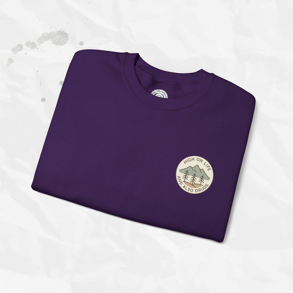 High on Life (and Also Drugs) – Crewneck Sweatshirt (Pocket Print)