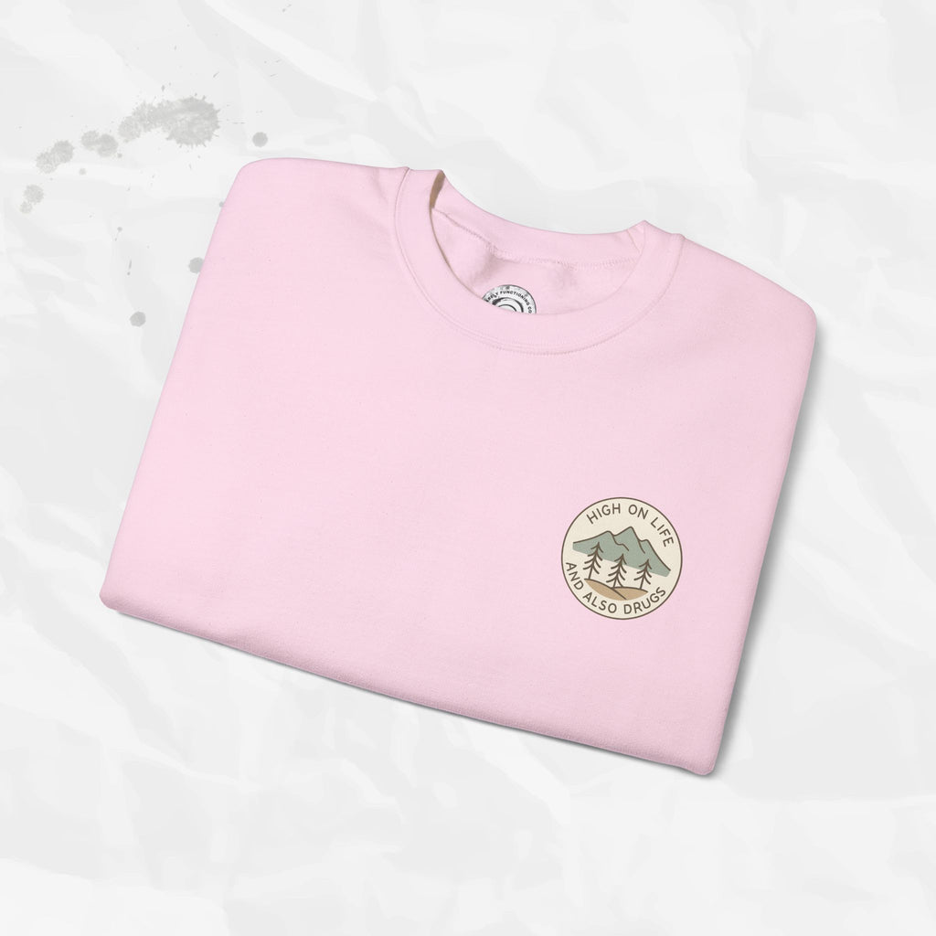 High on Life (and Also Drugs) – Crewneck Sweatshirt (Pocket Print)