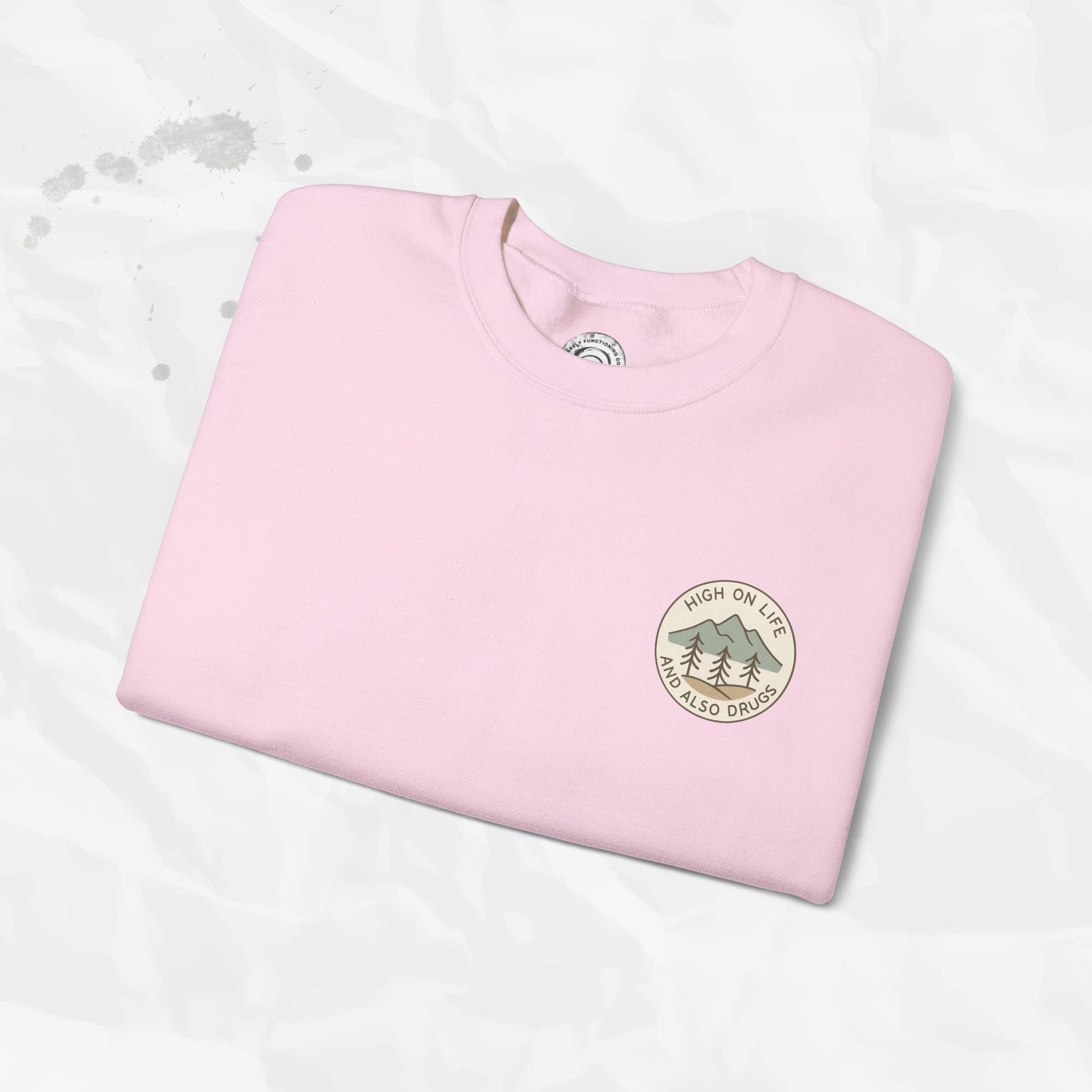 High on Life (and Also Drugs) – Crewneck Sweatshirt (Pocket Print)