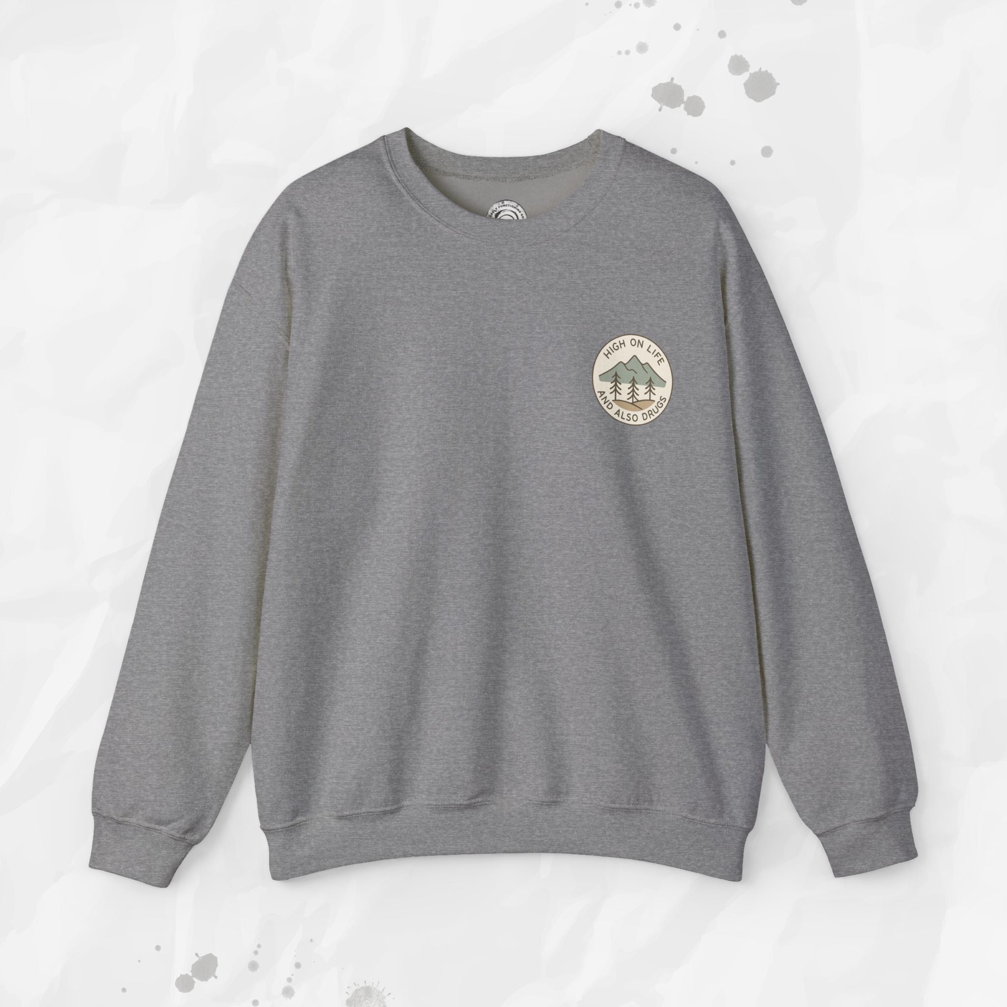 High on Life (and Also Drugs) – Crewneck Sweatshirt (Pocket Print)