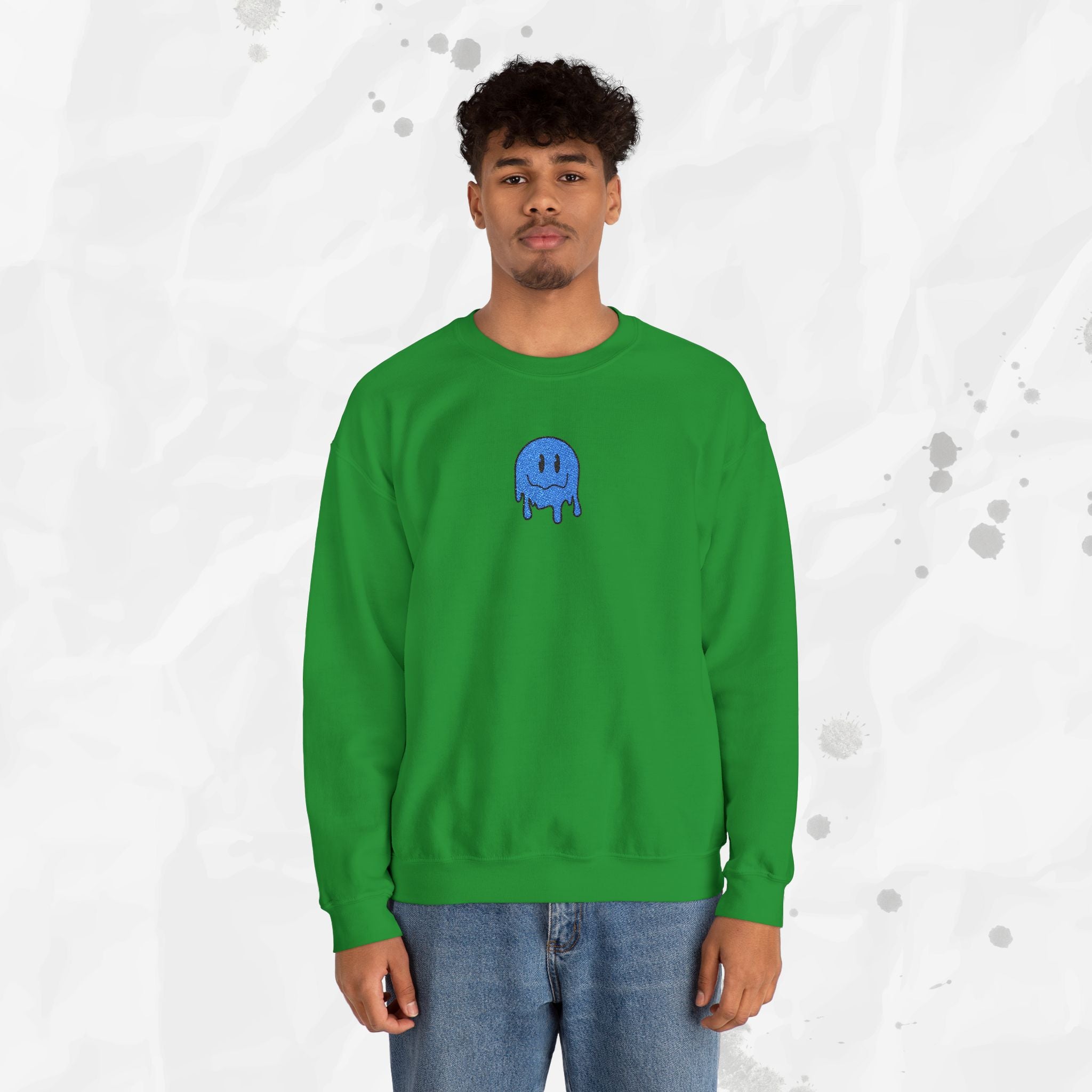 Sweat-shirt à col rond brodé Dripping Smiley