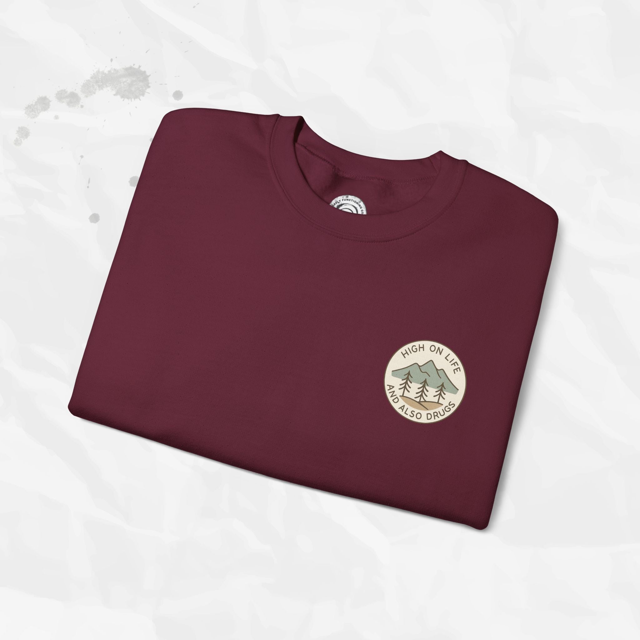 High on Life (and Also Drugs) – Crewneck Sweatshirt (Pocket Print)