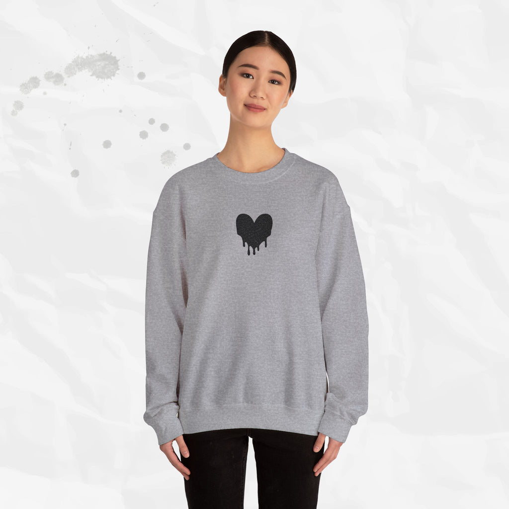 Dripping Heart - Embroidered Crewneck Sweatshirt