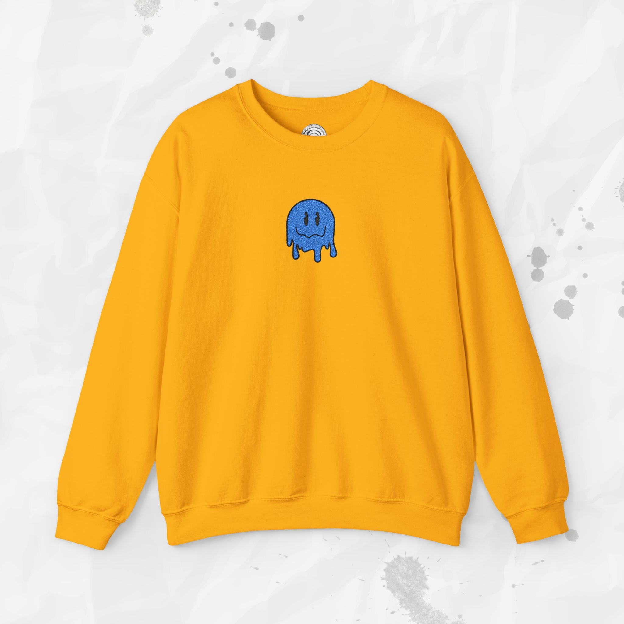 Dripping Smiley – Embroidered Crewneck Sweatshirt
