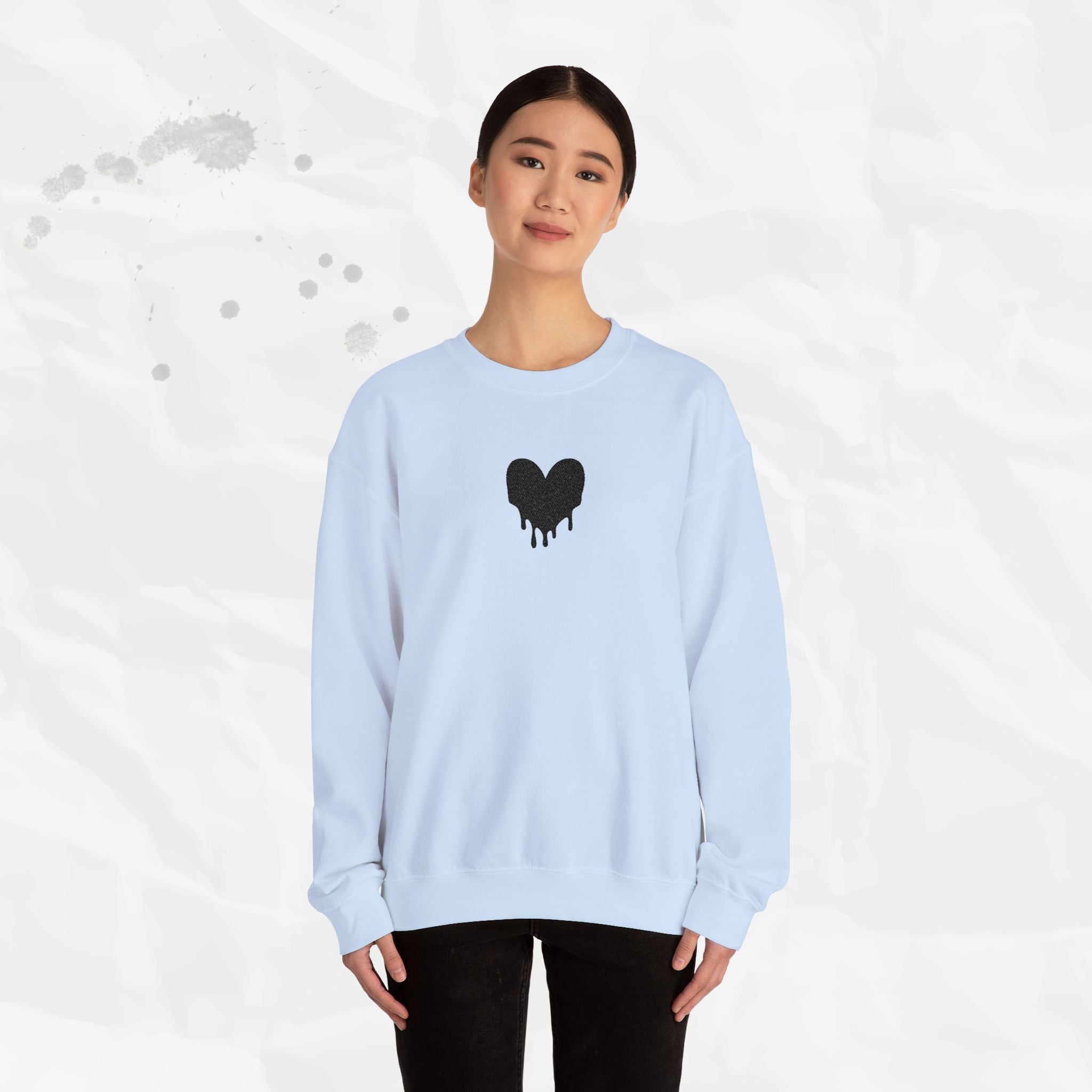 Dripping Heart - Embroidered Crewneck Sweatshirt