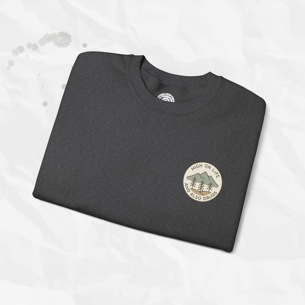 High on Life (and Also Drugs) – Crewneck Sweatshirt (Pocket Print)