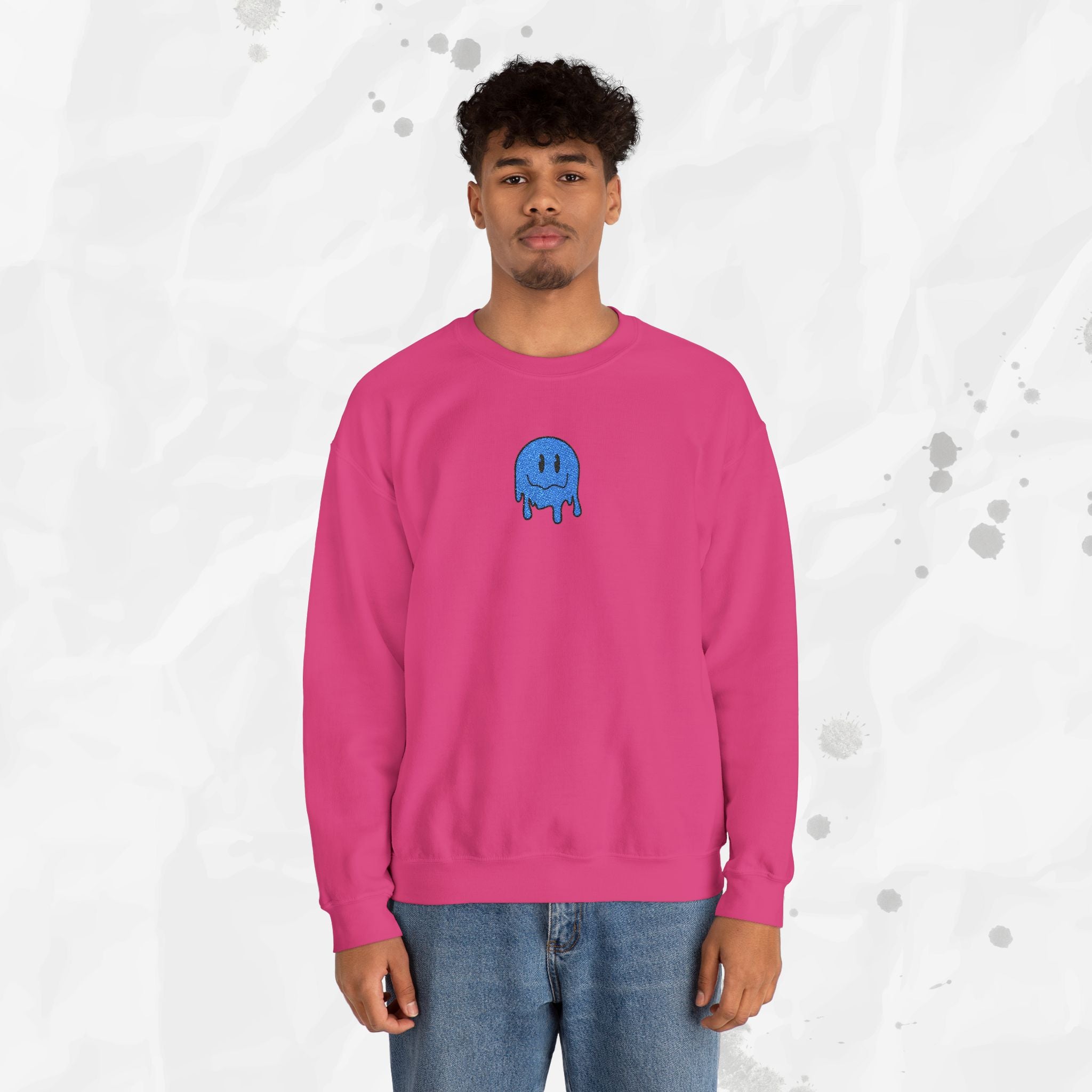 Sweat-shirt à col rond brodé Dripping Smiley