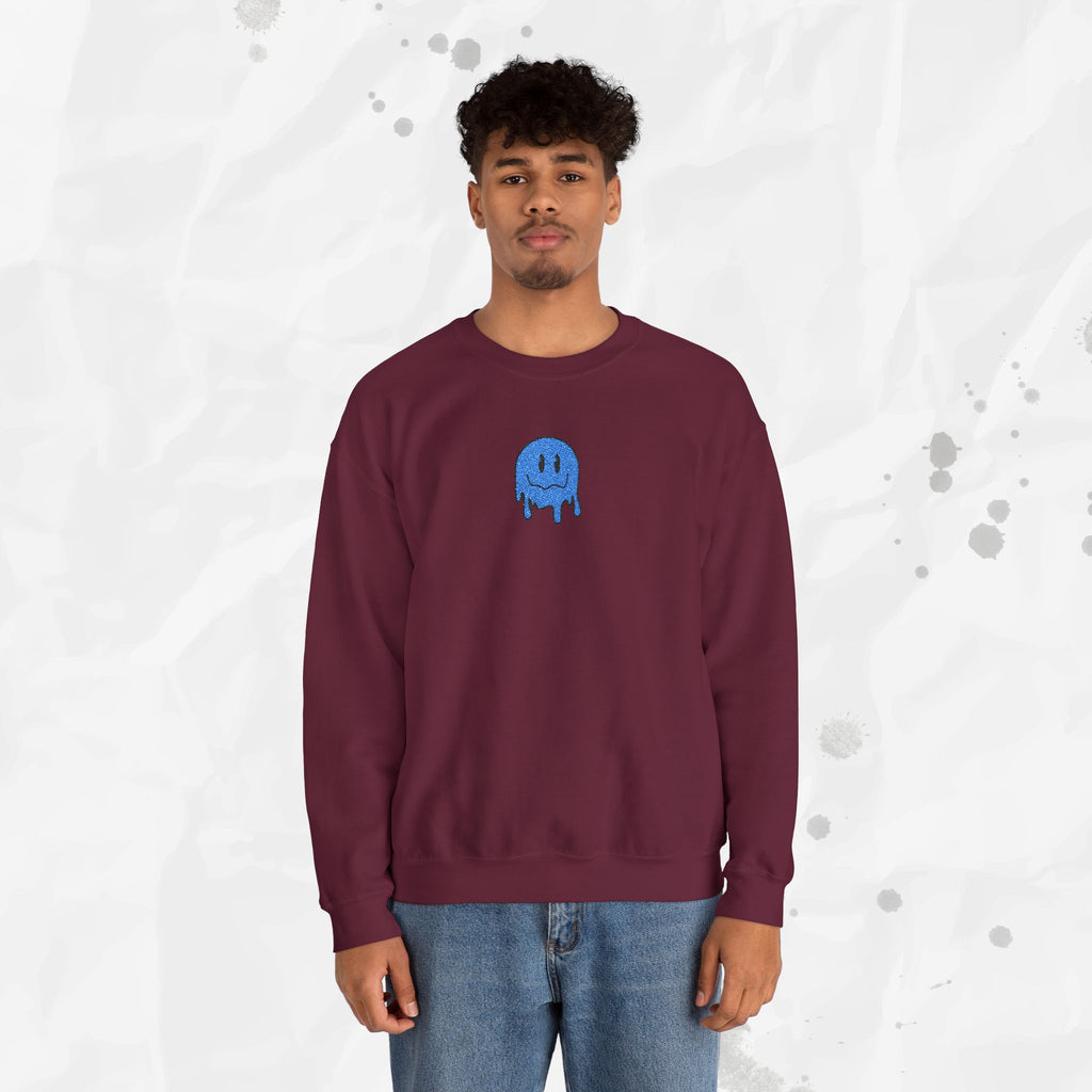 Sweat-shirt à col rond brodé Dripping Smiley