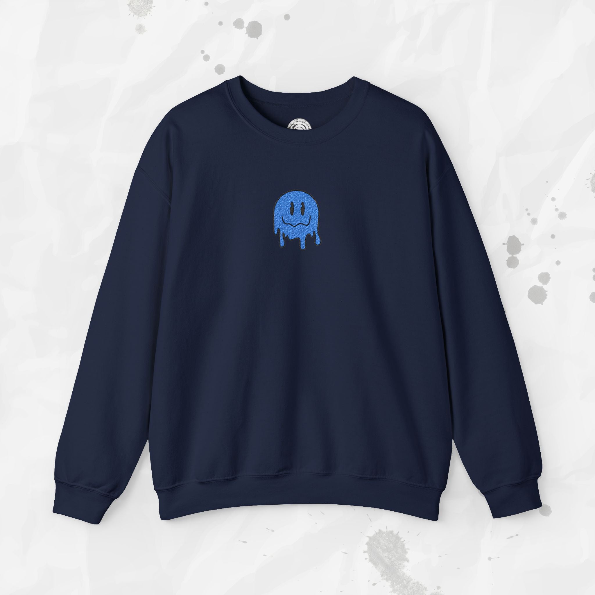 Dripping Smiley – Embroidered Crewneck Sweatshirt