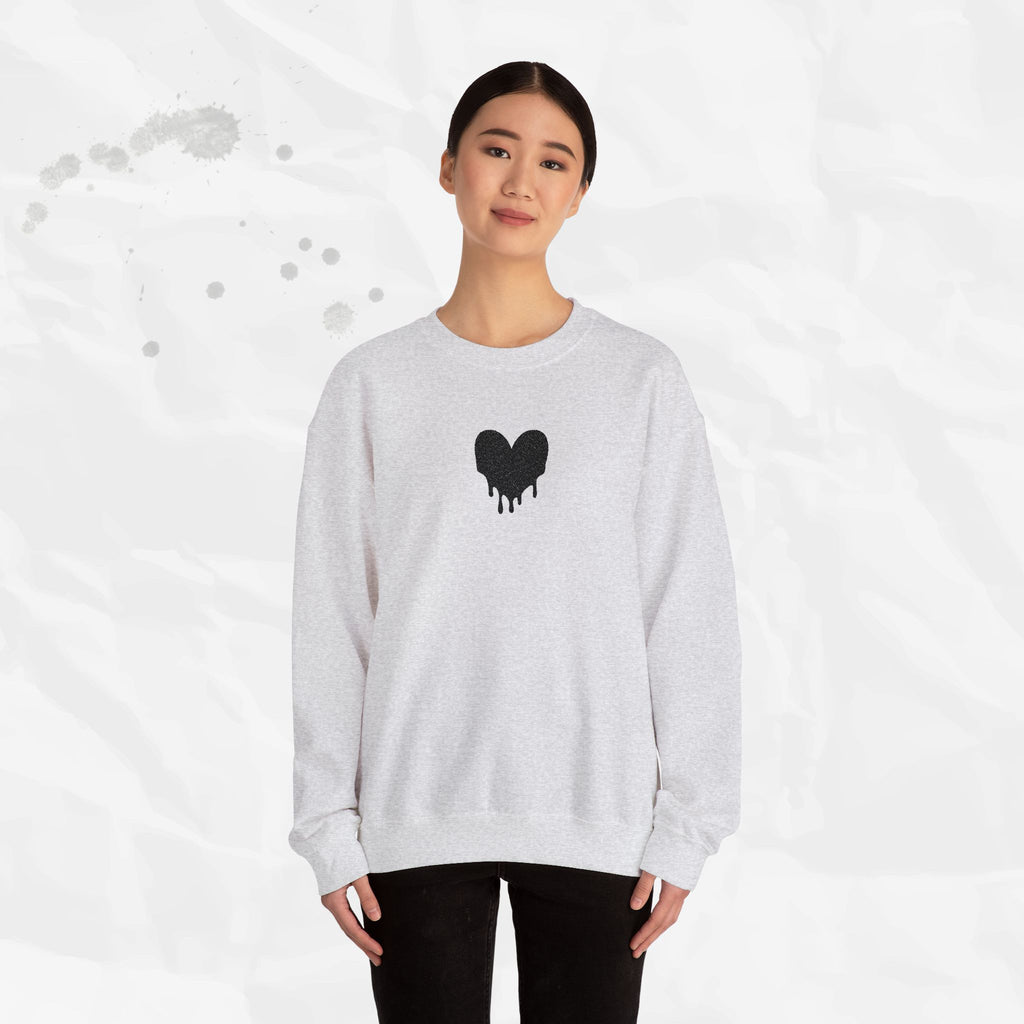 Dripping Heart - Embroidered Crewneck Sweatshirt