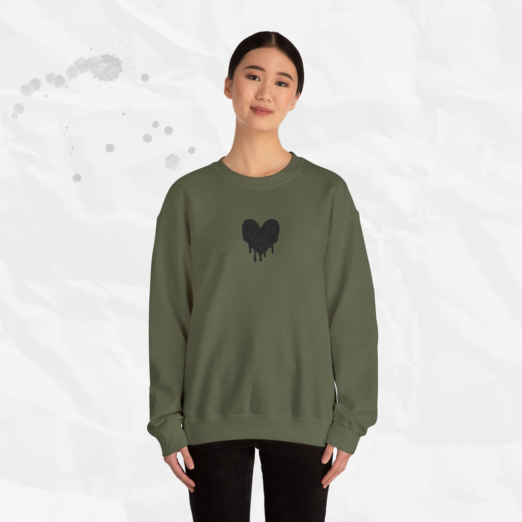 Dripping Heart - Embroidered Crewneck Sweatshirt