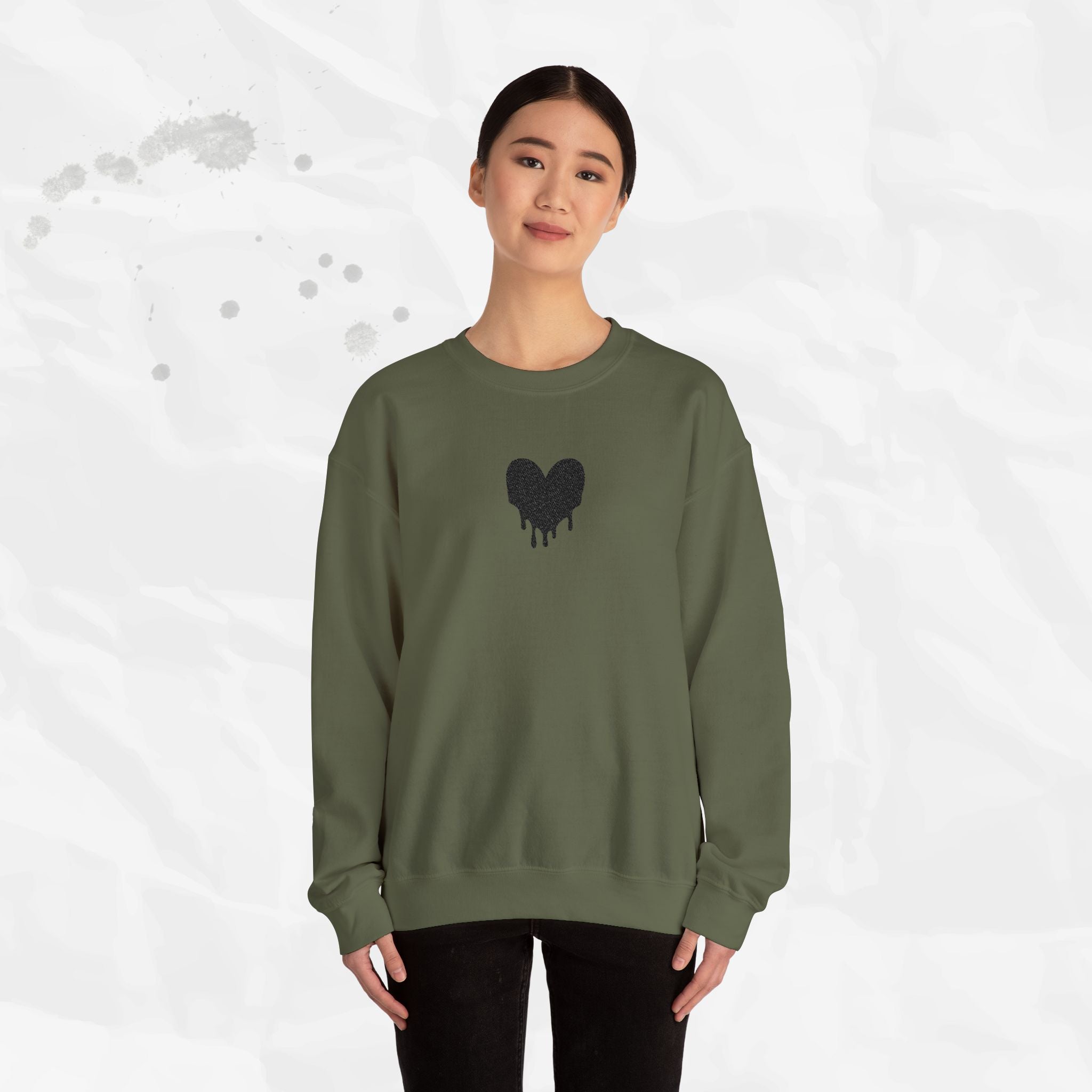 Dripping Heart - Embroidered Crewneck Sweatshirt