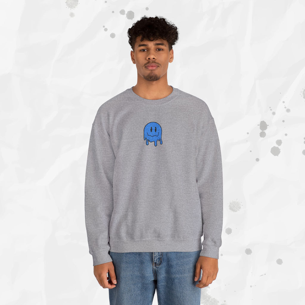 Sweat-shirt à col rond brodé Dripping Smiley