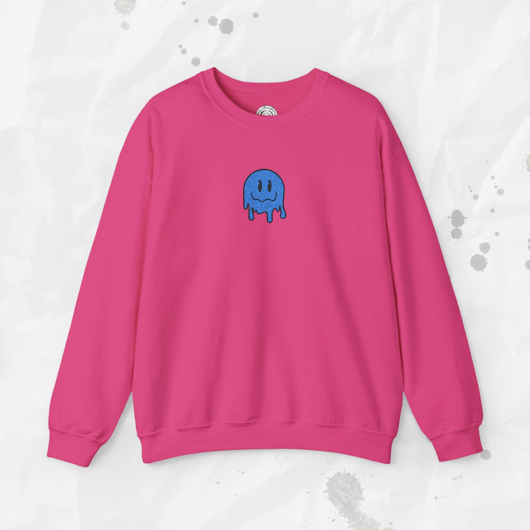 Dripping Smiley – Embroidered Crewneck Sweatshirt