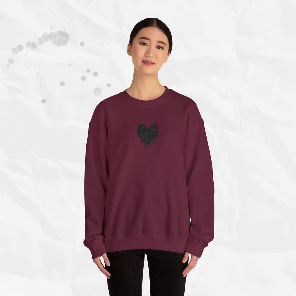 Dripping Heart - Embroidered Crewneck Sweatshirt