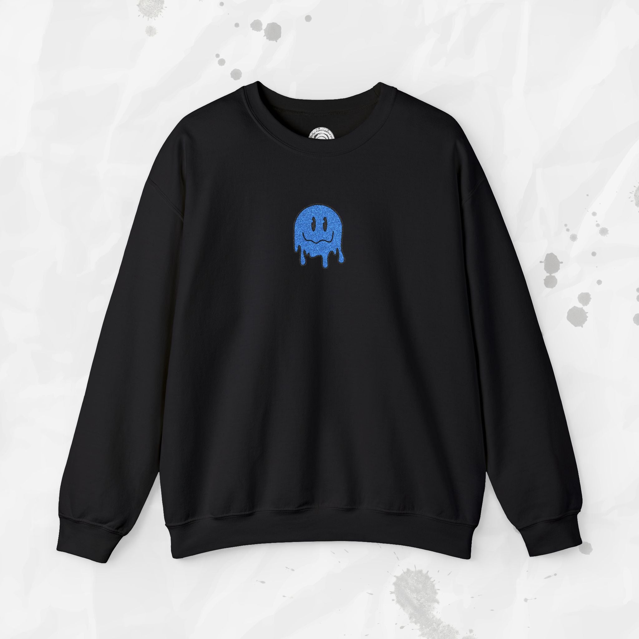Dripping Smiley – Embroidered Crewneck Sweatshirt