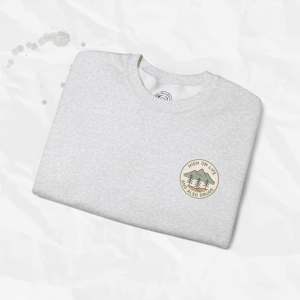 High on Life (and Also Drugs) – Crewneck Sweatshirt (Pocket Print)