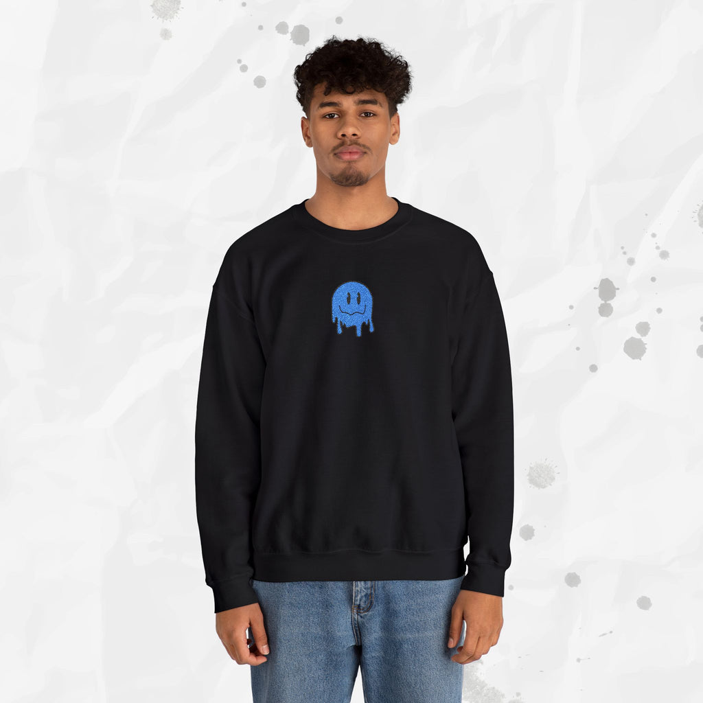 Sweat-shirt à col rond brodé Dripping Smiley