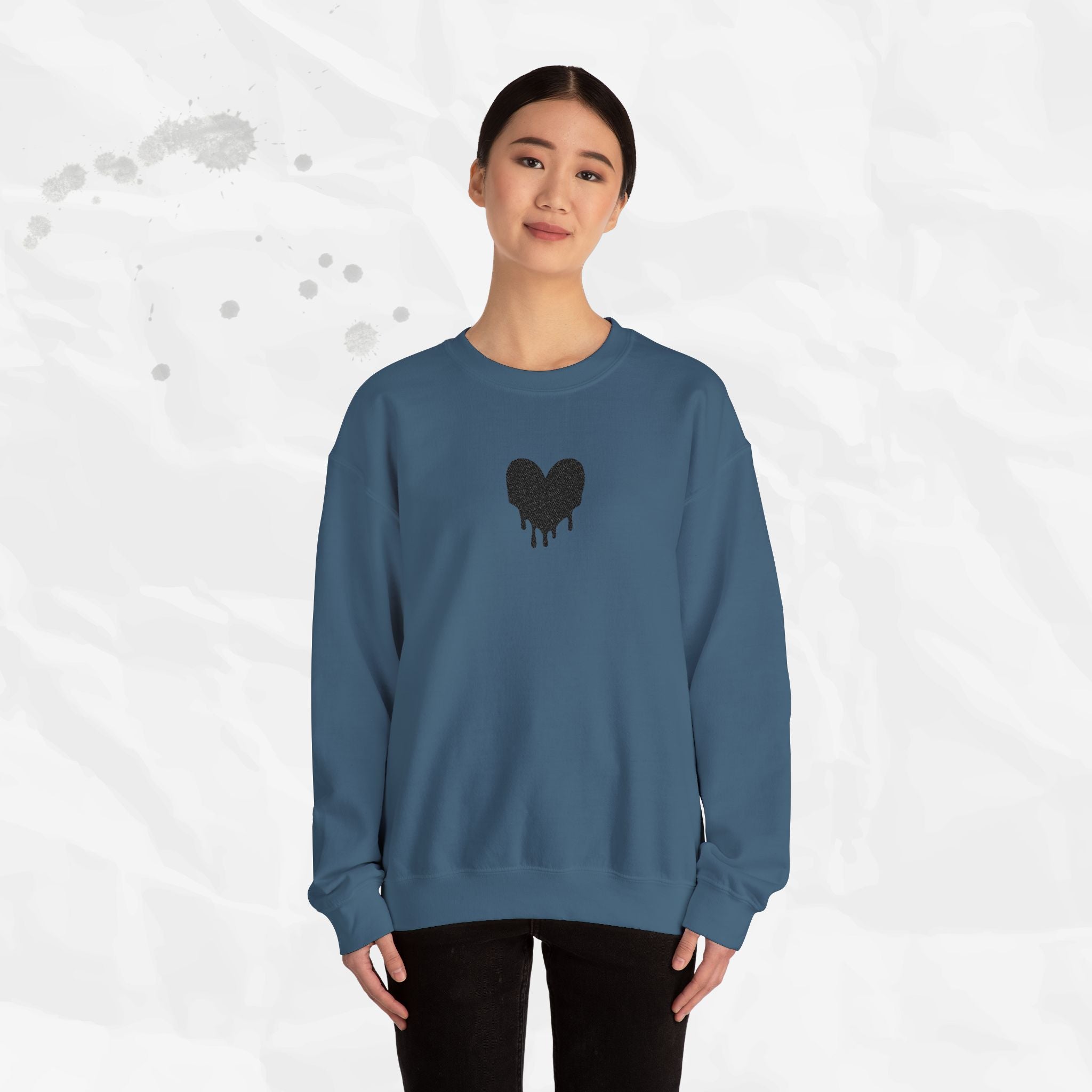 Dripping Heart - Embroidered Crewneck Sweatshirt