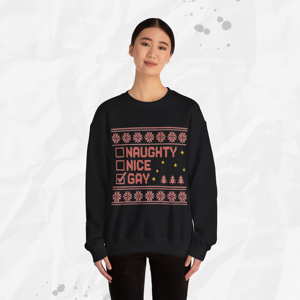 Naughty, Nice, Gay – Crewneck Sweatshirt