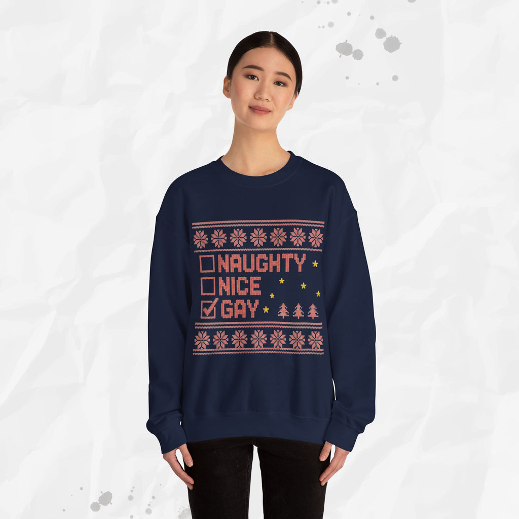 Naughty, Nice, Gay – Crewneck Sweatshirt