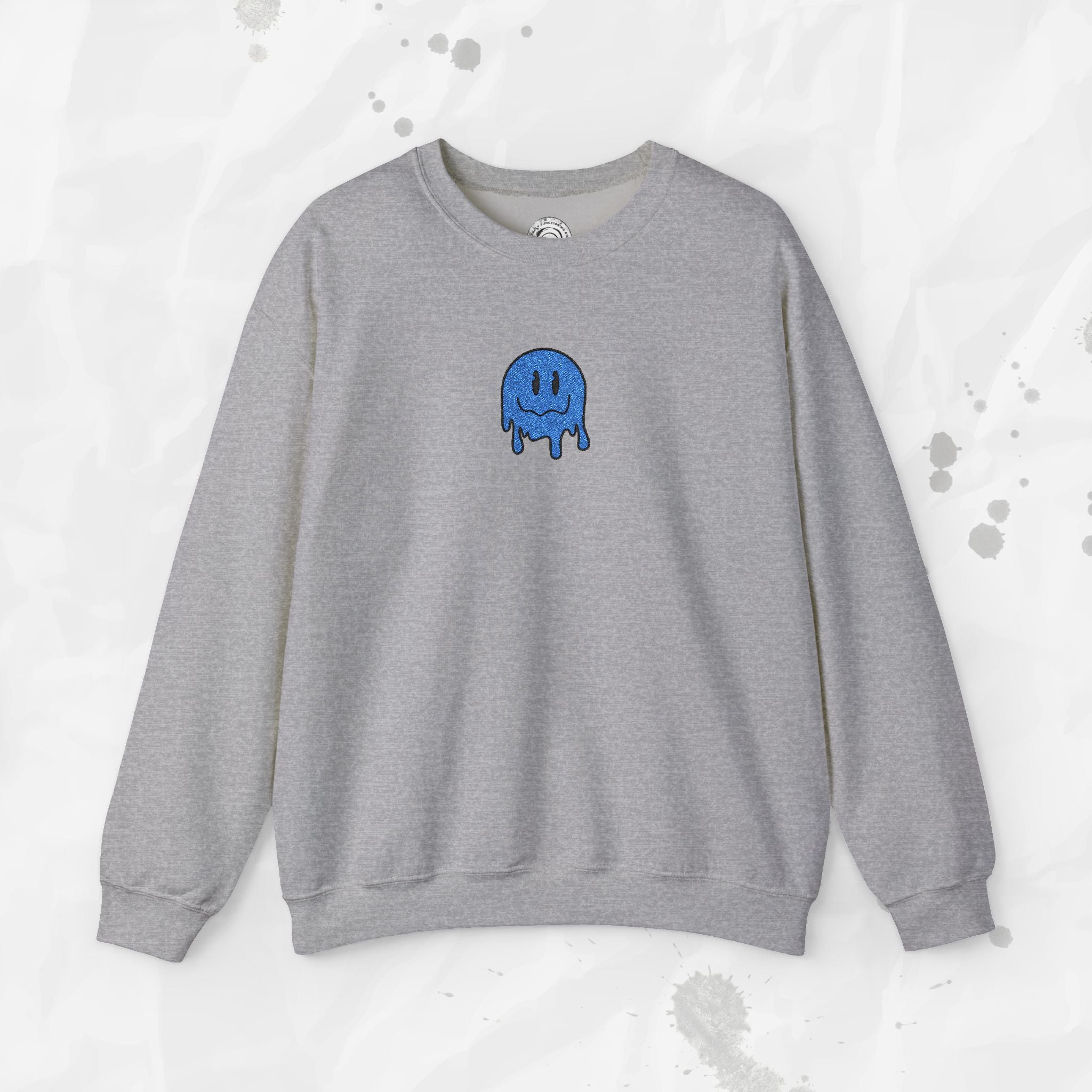 Dripping Smiley – Embroidered Crewneck Sweatshirt