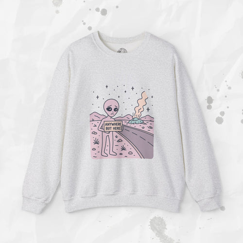 Sweat-shirt à col rond « N'importe où sauf ici »