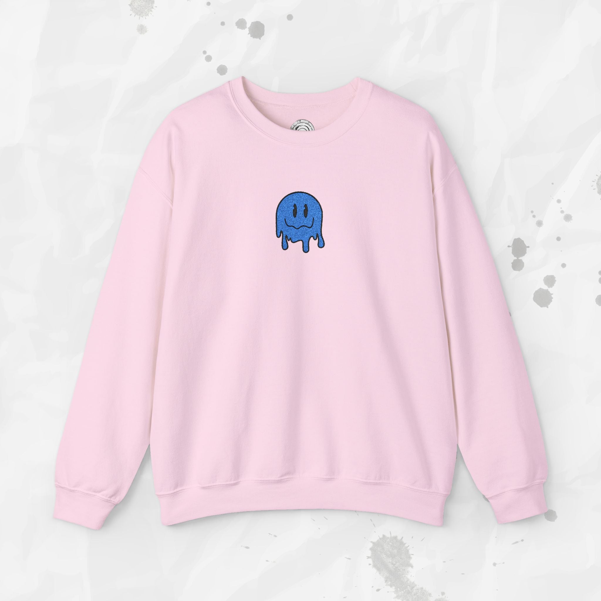 Dripping Smiley – Embroidered Crewneck Sweatshirt