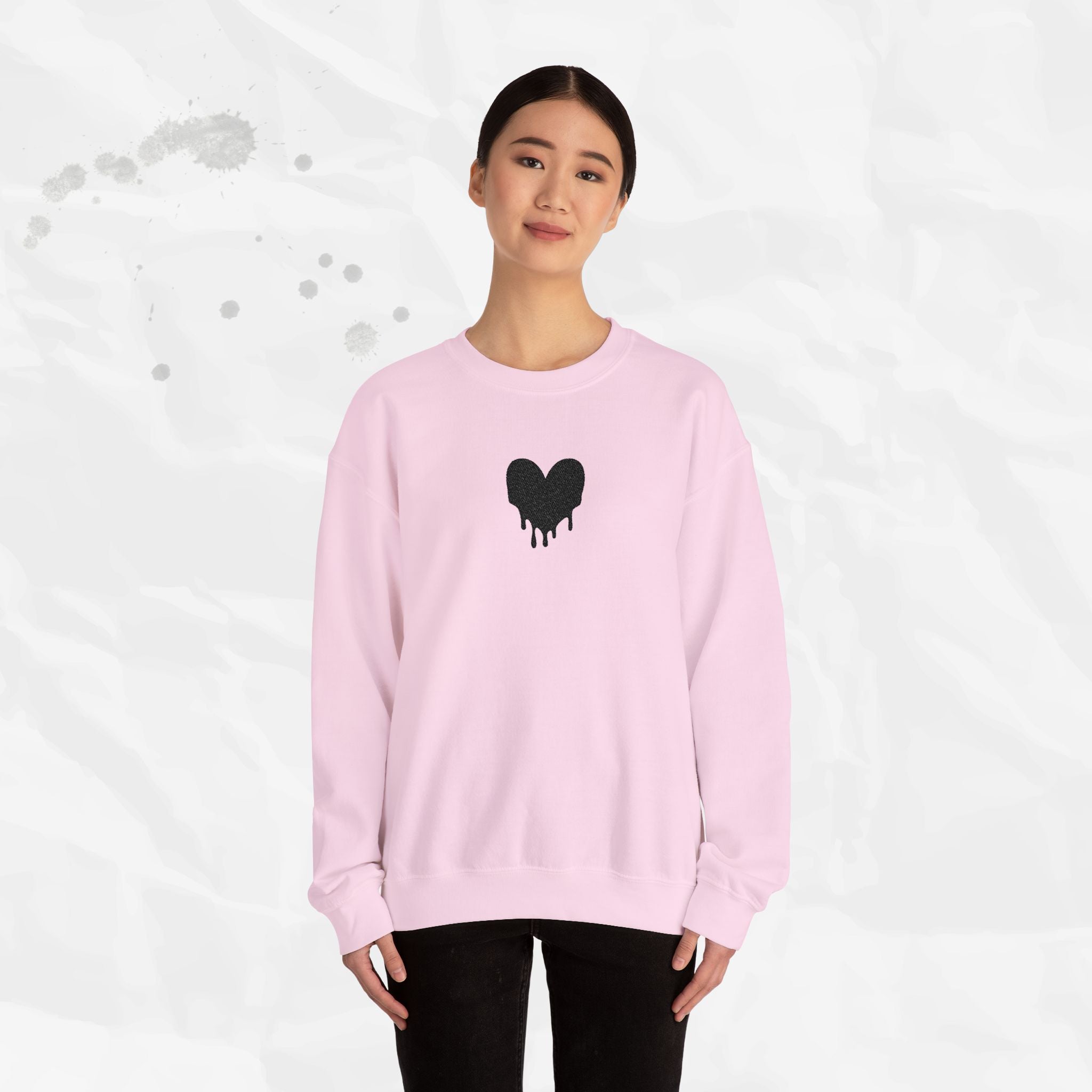 Dripping Heart - Embroidered Crewneck Sweatshirt