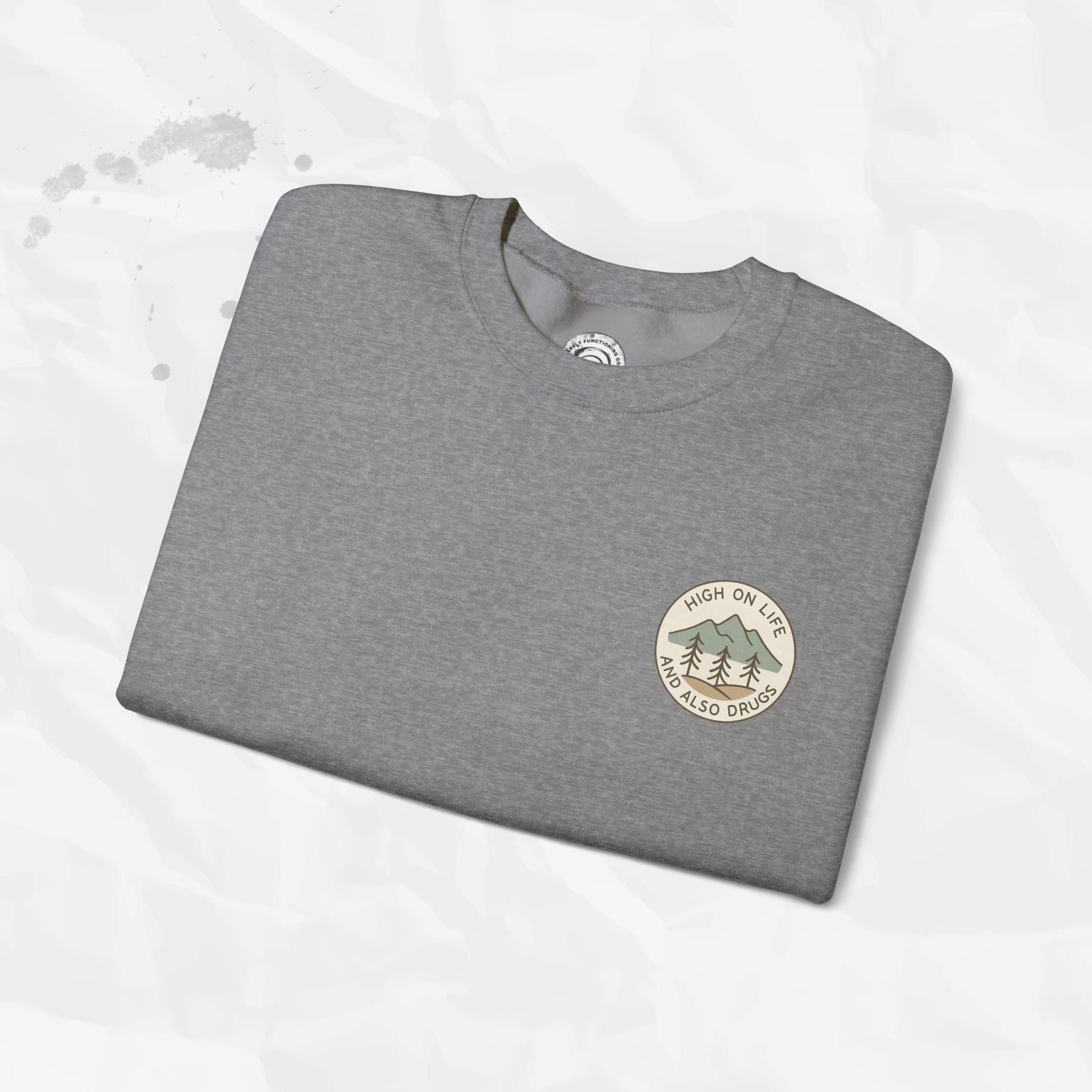 High on Life (and Also Drugs) – Crewneck Sweatshirt (Pocket Print)