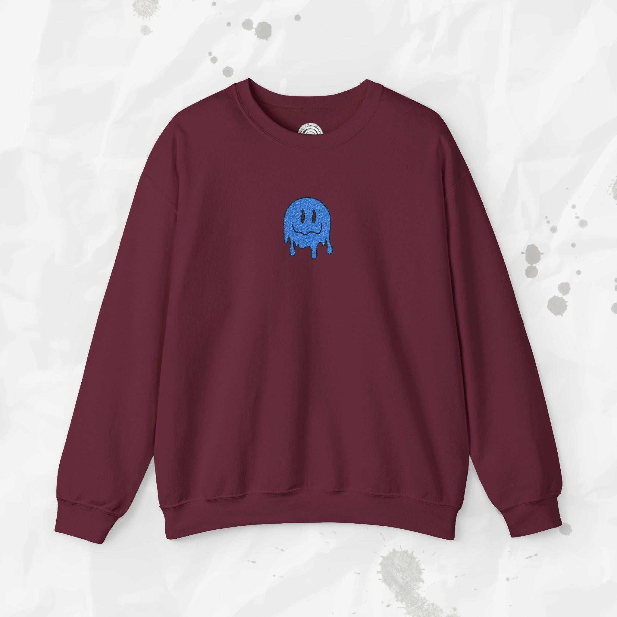 Dripping Smiley – Embroidered Crewneck Sweatshirt