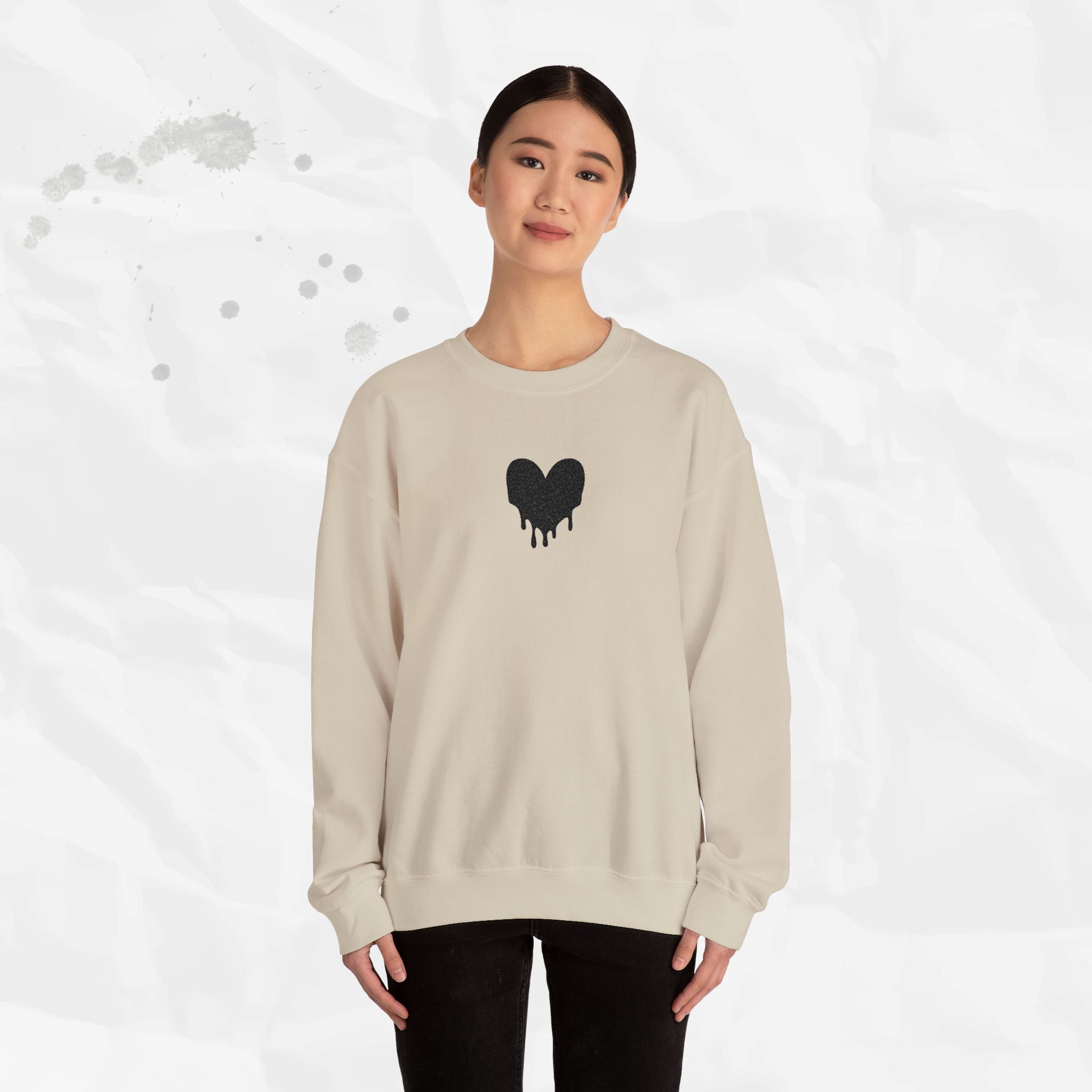 Dripping Heart - Embroidered Crewneck Sweatshirt