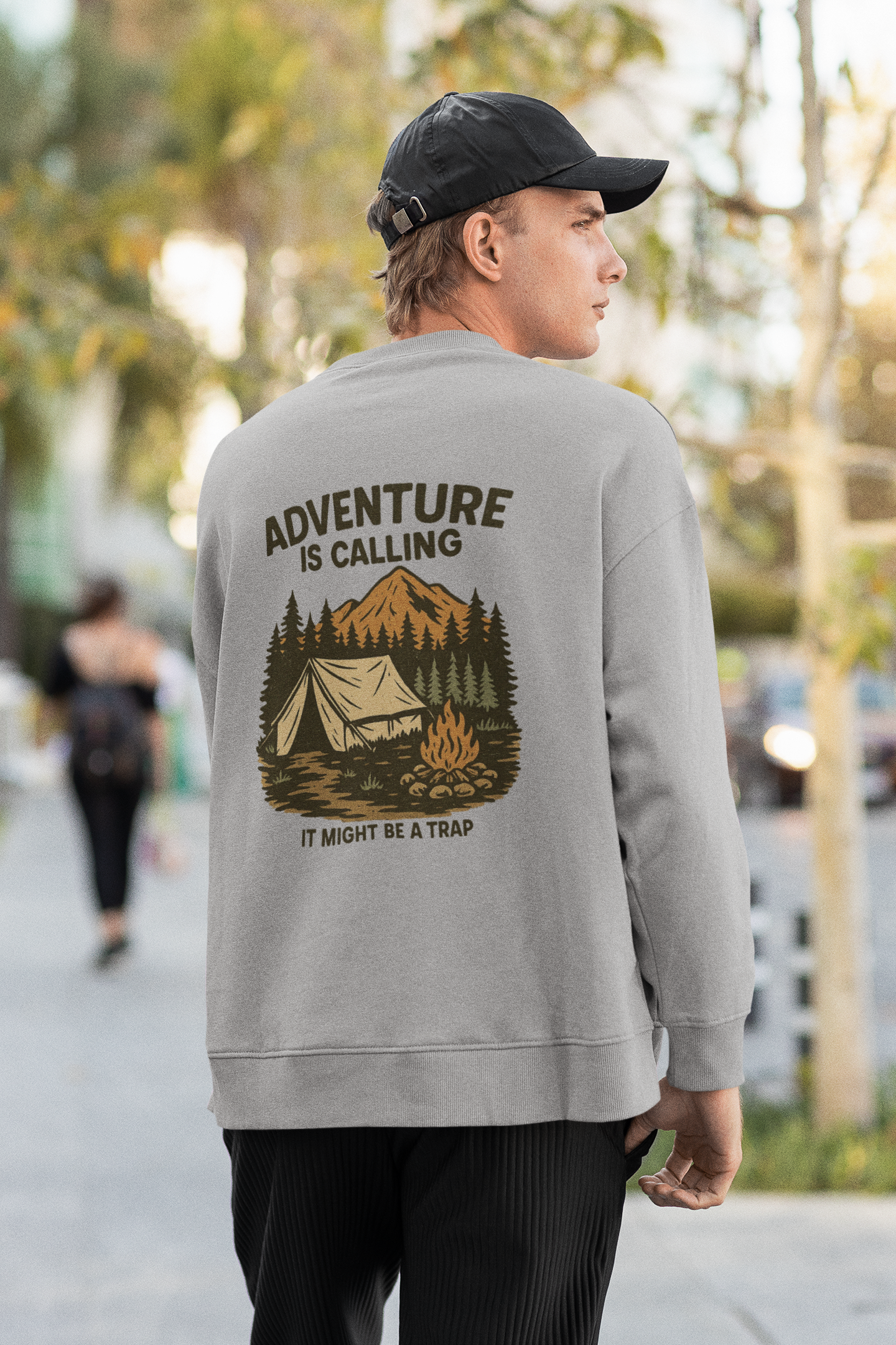Adventure Is Calling (It Might Be a Trap) – Crewneck Sweatshirt