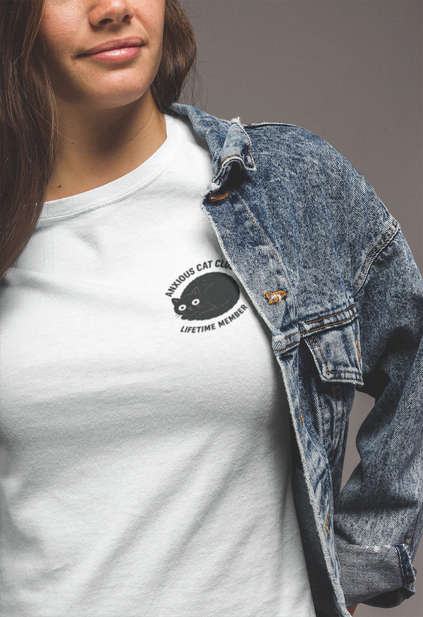 Anxious Cat Club – T-Shirt (Pocket Print)