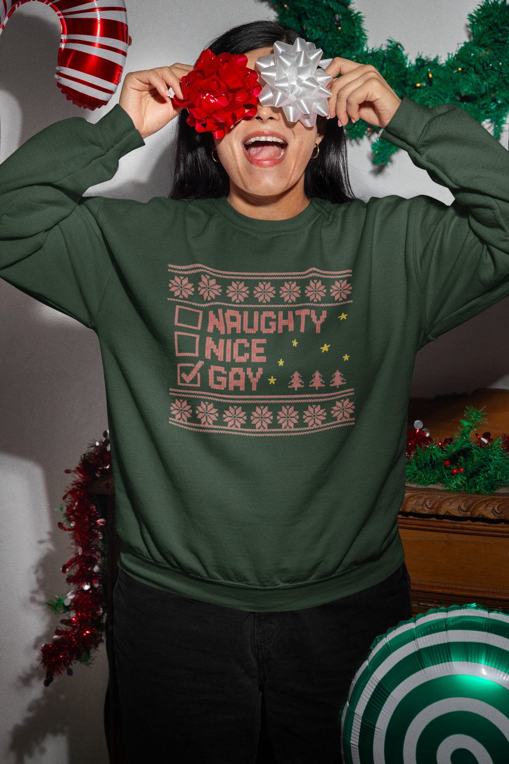 Naughty, Nice, Gay – Crewneck Sweatshirt