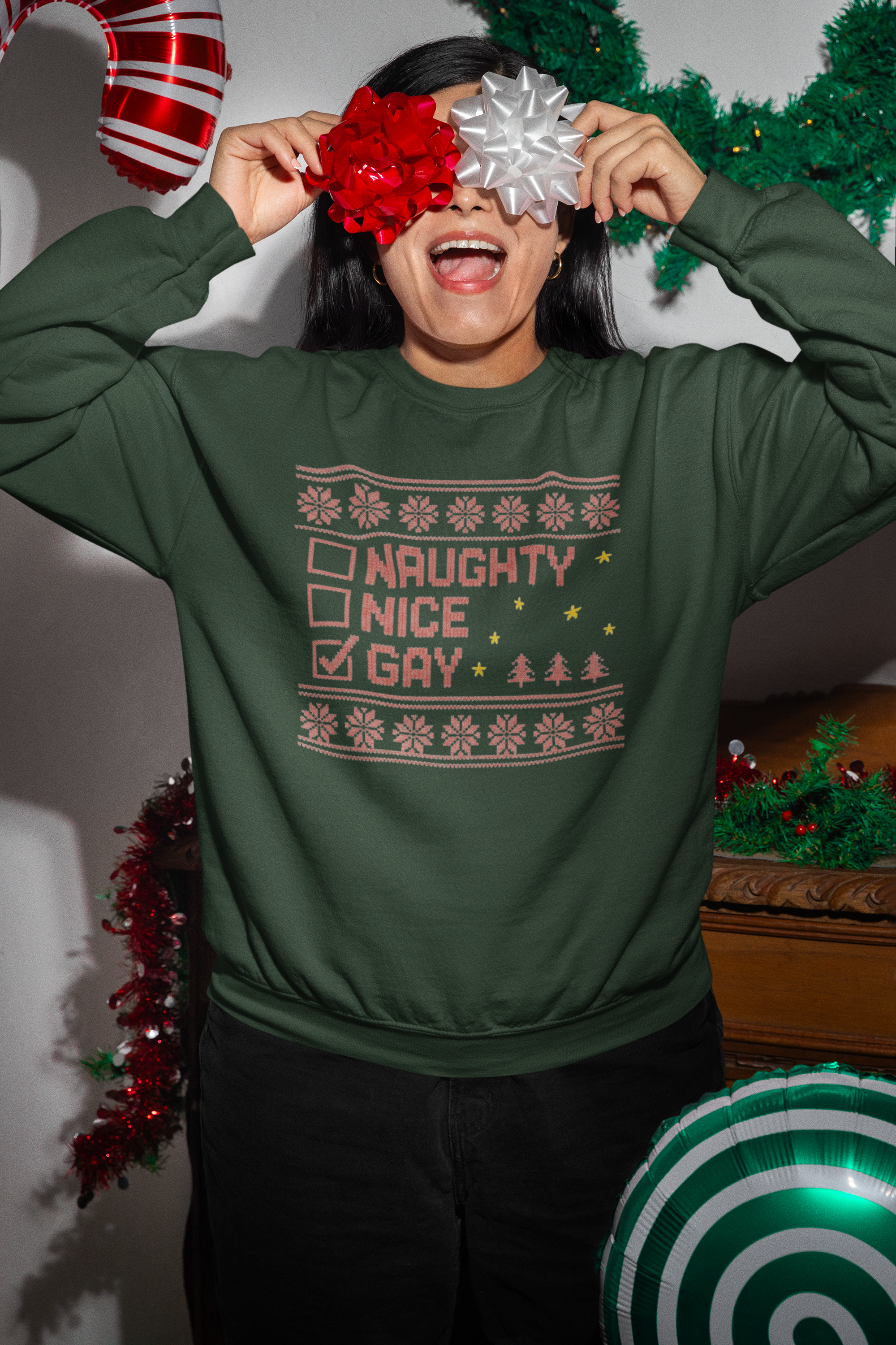 Naughty, Nice, Gay – Crewneck Sweatshirt